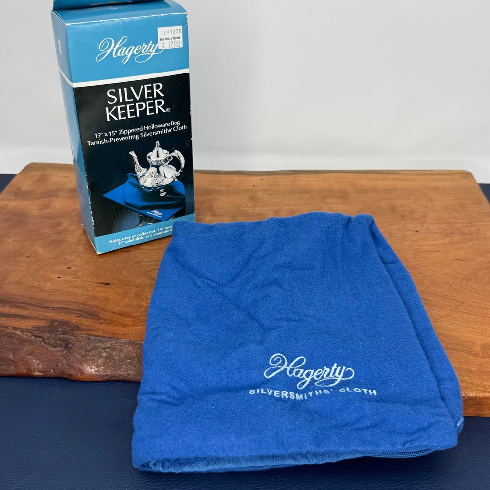 Hagerty Silver Keeper 15x15 Zippered Holloware Bag Tarnish Preventing Cloth Blue - Picture 2 of 4